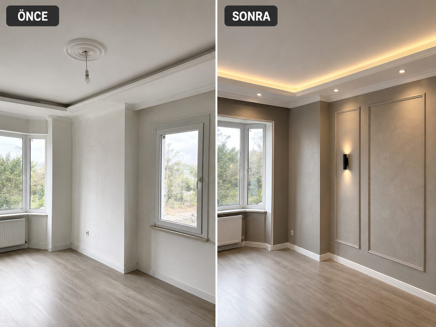 Foça iç cephe boya öncesi ve sonrası